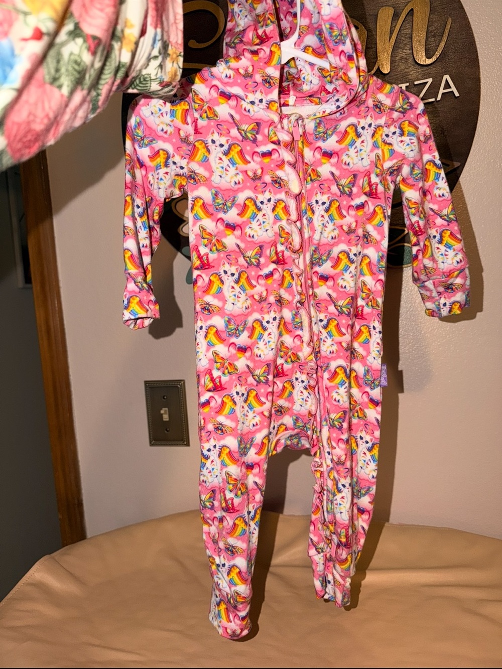 Angel Kitty (Lisa Frank) X Posh Peanut Hooded Romper